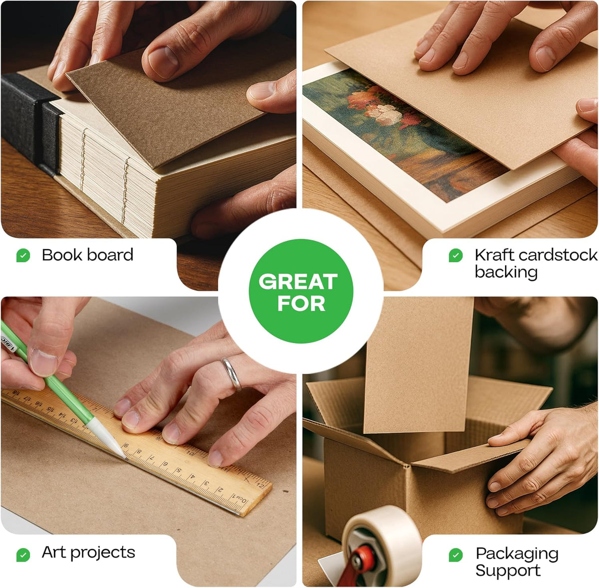 Chipboard Sheets 17" x 11", Pack of 100 - USA-Made Cardboard Sheets