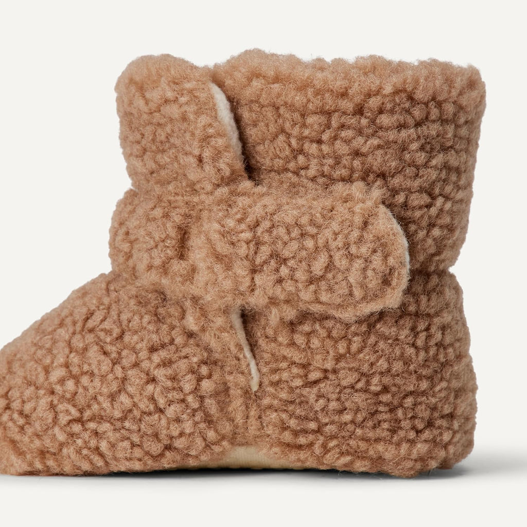 Unisex Babies' Soft Hook & Loop Booties, Infant Crib Shoes, Stay on Infant Slipper Socks with Grippers, Pack of 2