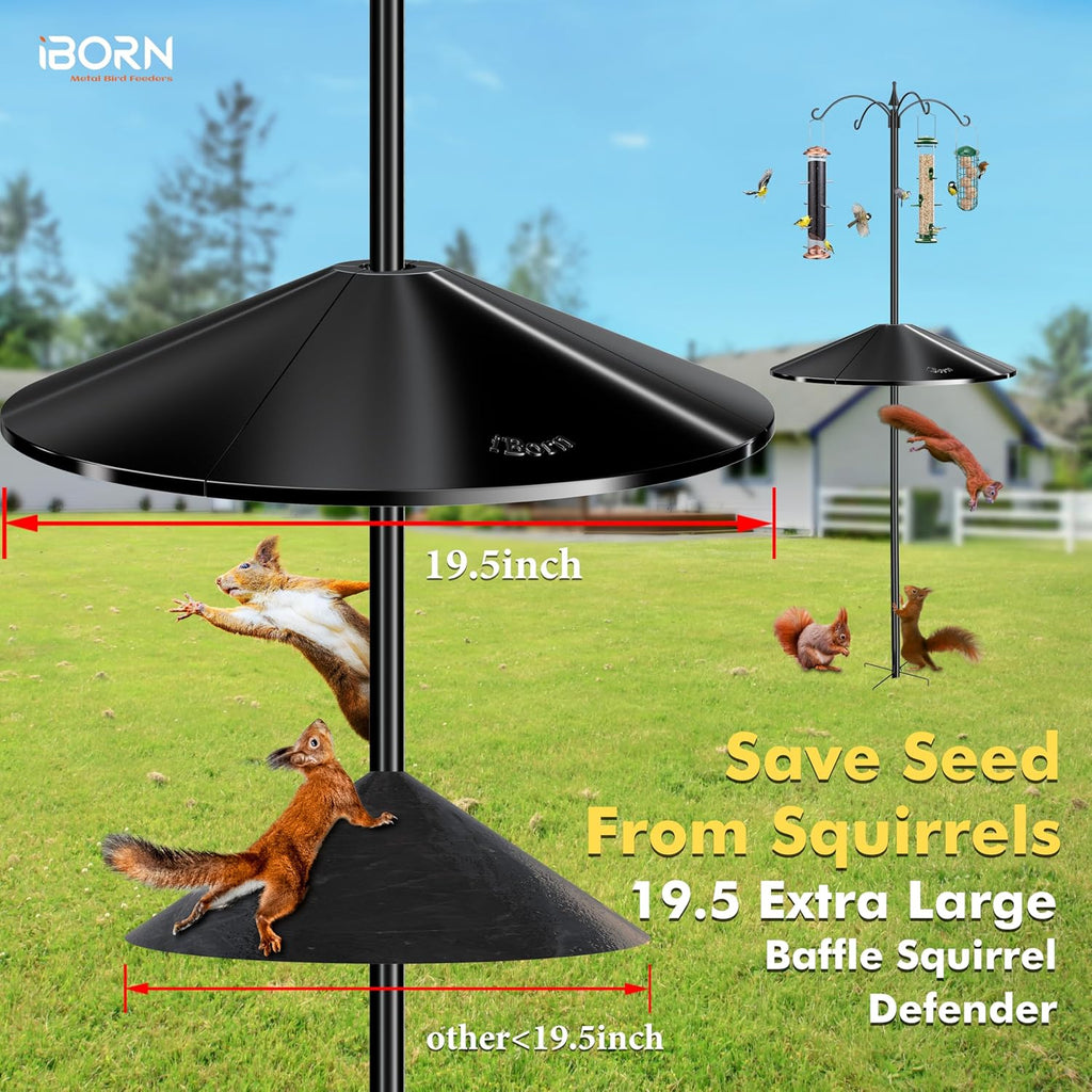 Squirrel Baffle for Bird Feeder Pole, 19.6” Oversized Squirrel Guard Defender, Bird Feeder for Outdoors Protector