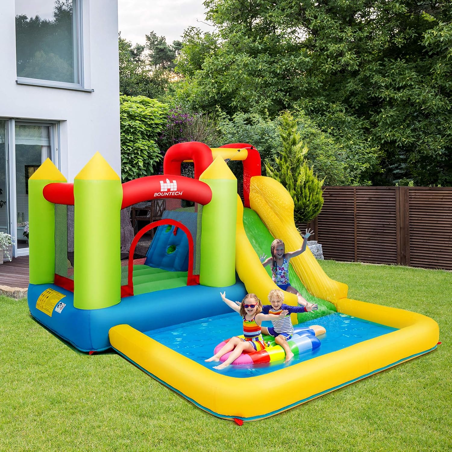 Inflatable Water Slide, 12 x9FT Kids Water Park Jump Castle Wet Dry with Splash Pool, Water Slides Inflatables for