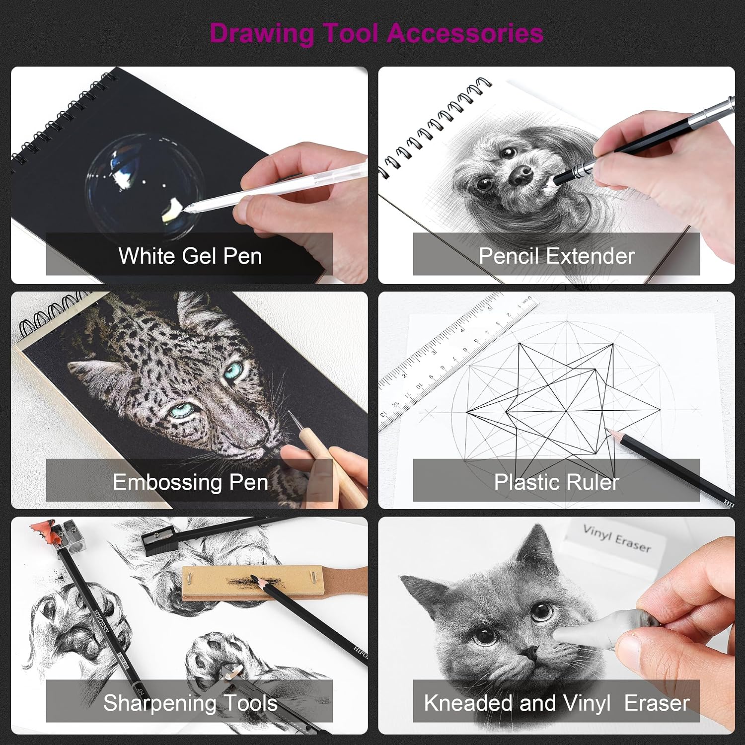 100 PCS Drawing Set Sketching Kit,Sketch Pencils Art Supplies with Graphite,Charcoal,Blending Tools &