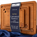 Pre-Oiled, Non Toxic 3-Piece Carbonized Bamboo Cutting Board Set, Eco-Friendly Wooden Chopping Boards for Kitchen