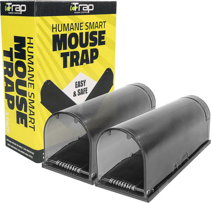 Humane Live Catch & Release Mouse Traps, Set of 2 – Smart Rodent Traps Safe Around Pets & Children