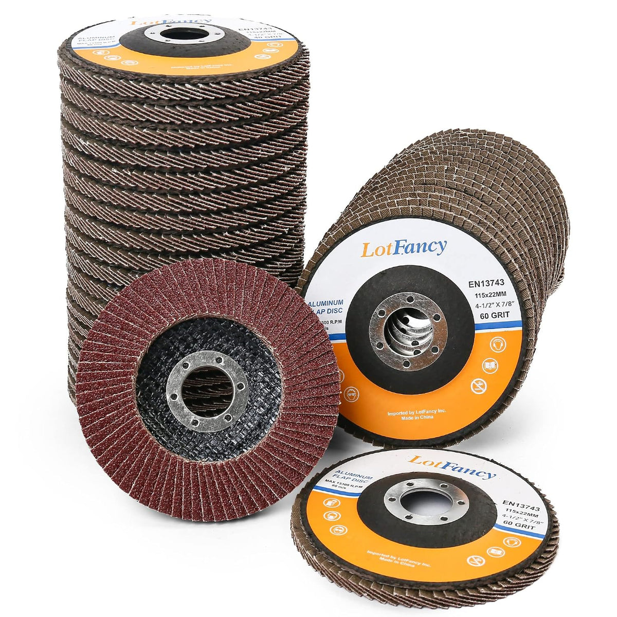 LotFancy Angle Grinder Sanding Disc for Metal Wood, 40pcs, 4 1/2 Flap Disc
