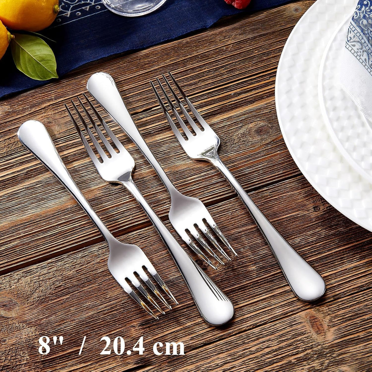 Premium Verona 8-Piece 8-Inch Dinner Fork Set (8, Dinner Forks)