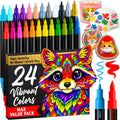 24 Acrylic Paint Markers - Paint Pens for Drawing - For Fabric, Rock, Glass, Wood, Molds - Arts & Crafts Gift for