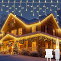 Icicle Lights Outdoor, 23FT 200 Connectable Icicle Christmas Lights | Warm White Plug in Curtain String Lights for