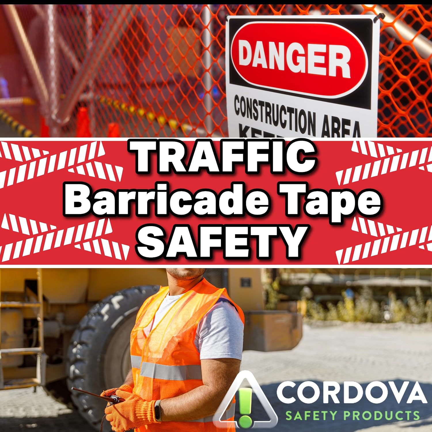 Safety Products - T15211 Pro Pack Danger Barricade Tape - Set of 12 Rolls - Each Roll Measures 3" x 1000' - Red