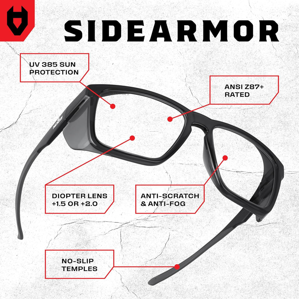 ANSI Z87.1 Safety Glasses with Readers 2.0 with Anti Fog & Anti Scratch Coating — Full Lens Safety Reading Glasses