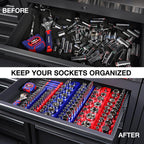 Magnetic Socket Organizer Set, 6-Piece Metric SAE Socket Holder Set