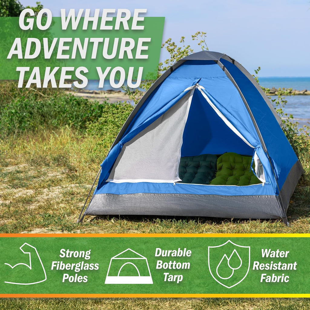 2 Person Camping Tent with Rain Fly and Carrying Bag – Lightweight Outdoor Pop Up Tents for Camping Essentials, Music