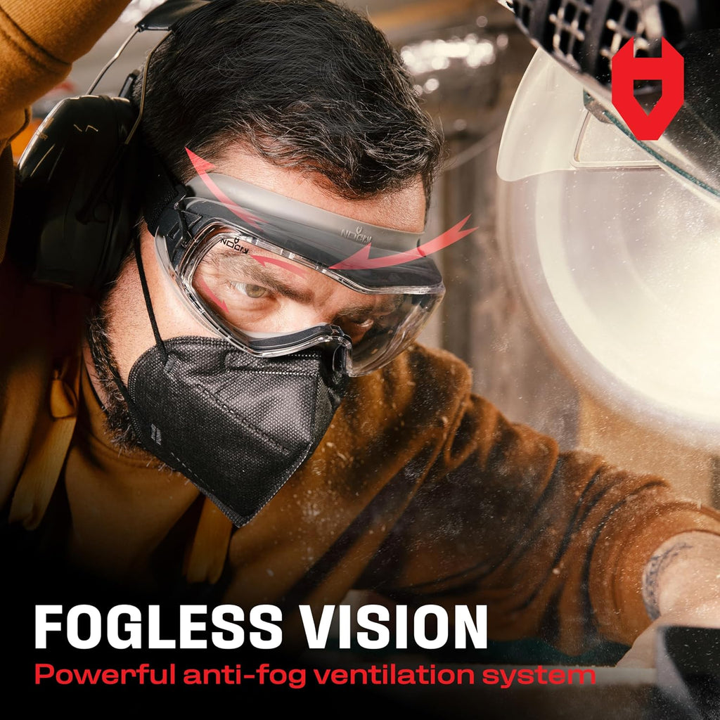 Anti Fog Safety Goggles for Men and Women with Premium Anti Scratch Coating - Vented Panoramic Lab Goggles; ANSI Z87