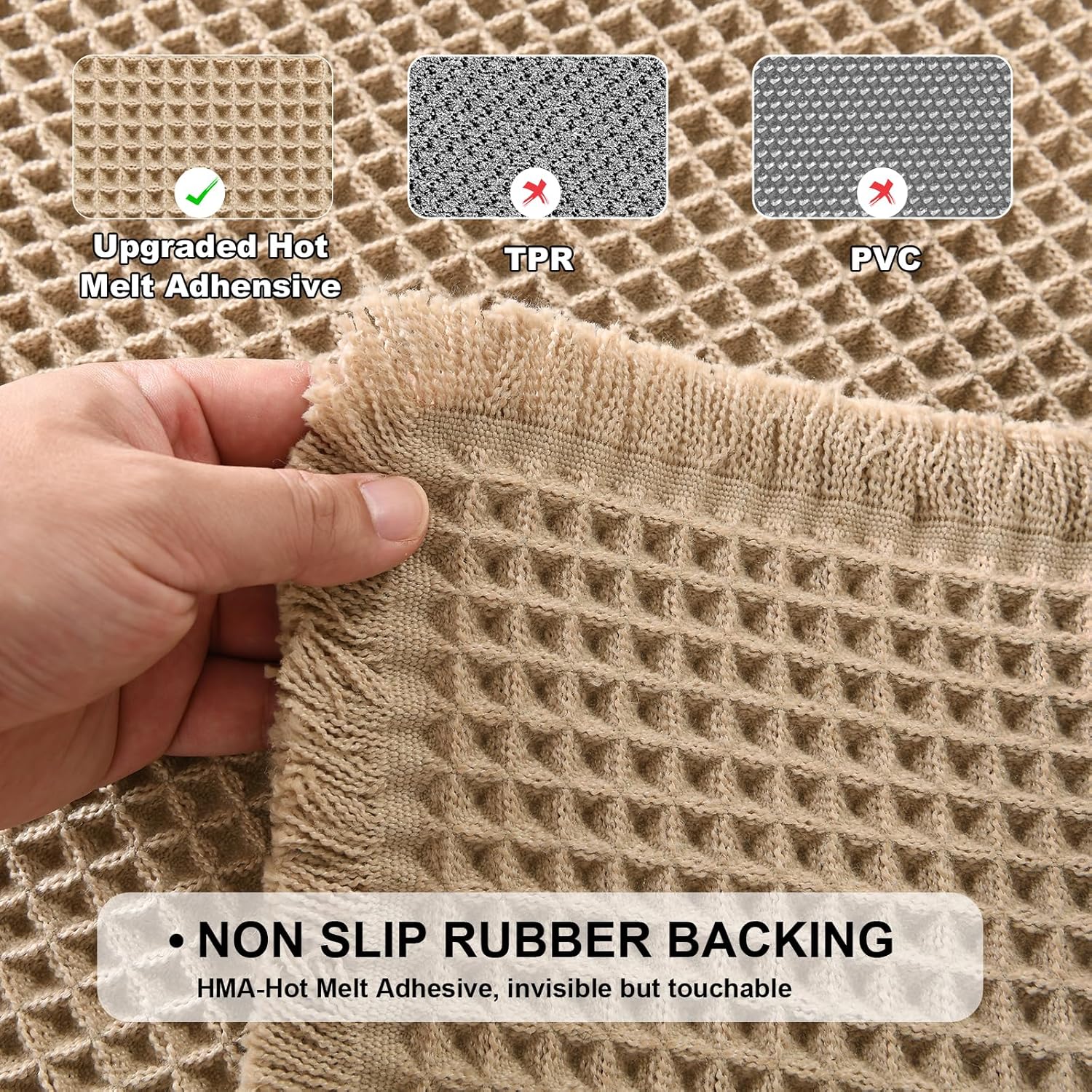 Set of 2 Waffle Bath Mats Boho Non Slip Bath Rugs Washable Bathroom Rugs Super Absorbent Waffle Mats Ultra Soft Fast