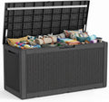 150 Gallon Resin Deck Box, Lockable Patio Outdoor Storage Box for Furniture, Garden Tools and Tools Storage