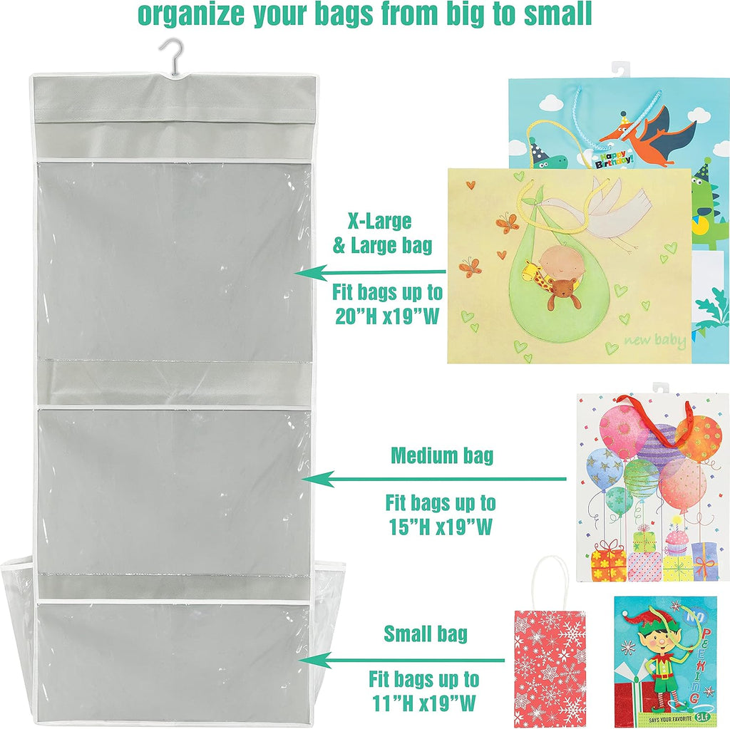 Double-Sided Hanging Gift Wrap Organizer, Gray (Set of 1)