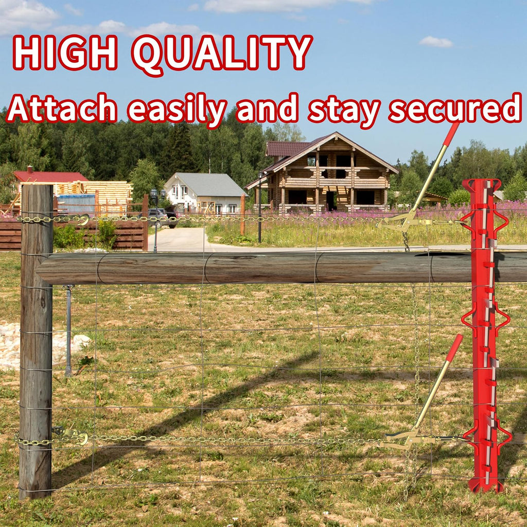 Fence Stretcher Tool Chain Link Fence Bar Puller, Heavy Duty Steel 19.7ft Chain Strainer Wire Tensioner, Barbed Wire