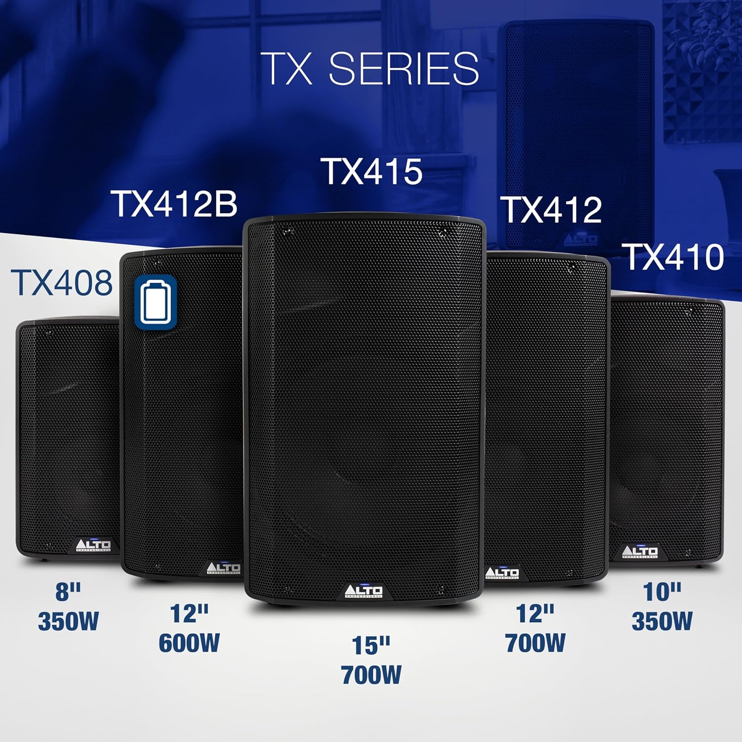 Alto TX410 350W 10" Powered PA Speaker | TWS Bluetooth, 2-Channel Mixer, and Monitor Mode for Bands, DJs, Rehearsals