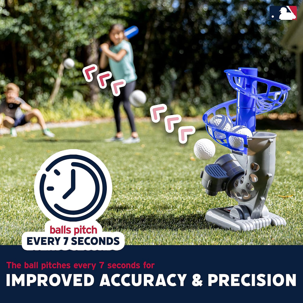 MLB Electronic Baseball Pitching Machine - Automatic Youth Pitching Machine with (6) Plastic Baseballs Included