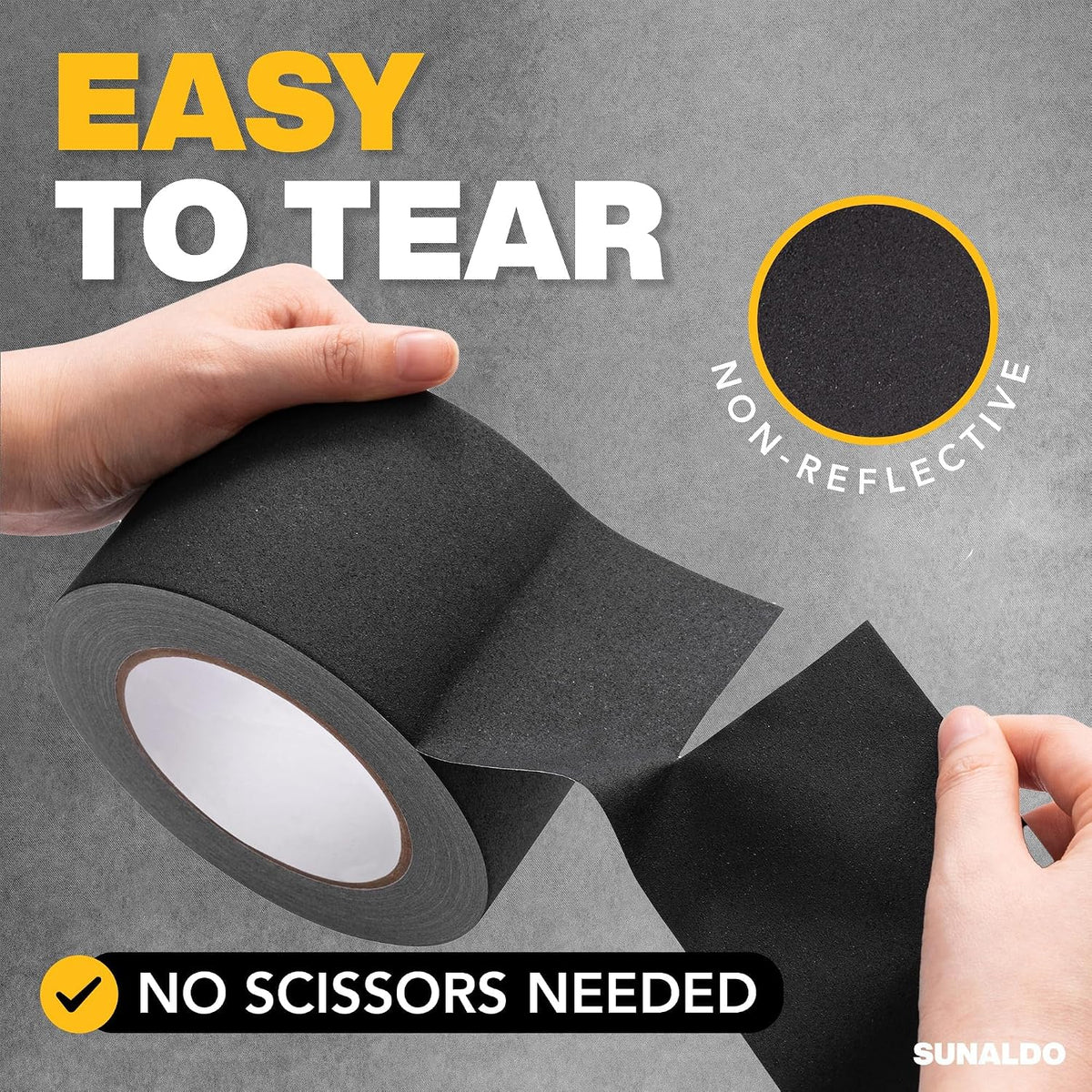 Gaffers Tape (3"x30 yards) Heavy Duty, Easy Rip, No Residue | Black