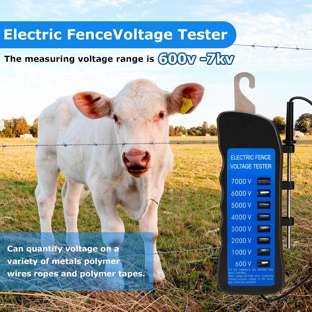 Electric Fence Voltage Tester, 7KV Fence Tester 8 Neon Indicator Lights