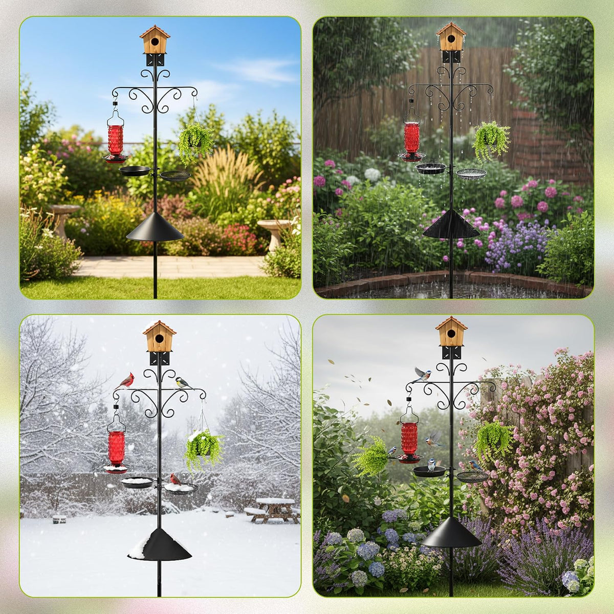 Bird Feeder Pole Stand - 92 Inch Bird Feeding Station for Outdoor Outside, Heavy Duty Adjustable Birdhouse Pole