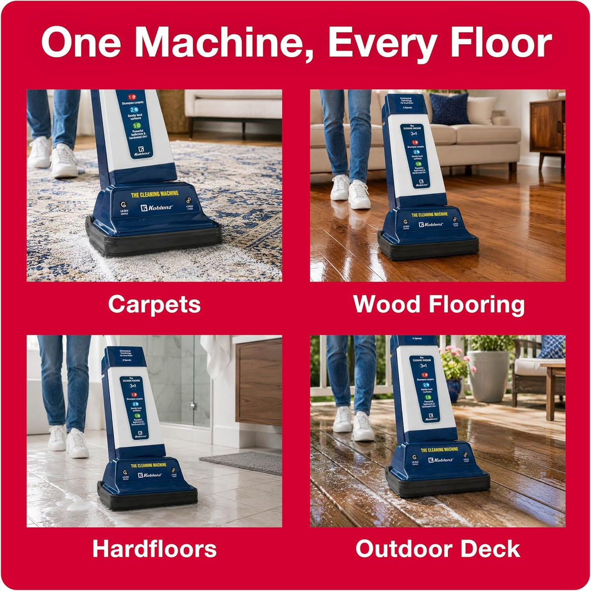 P-820 BA Carpet Shampooer and Floor Polisher, Polishing Pads, Blue | Floor Scrubber Machine, 3-Speed, Scrubbing
