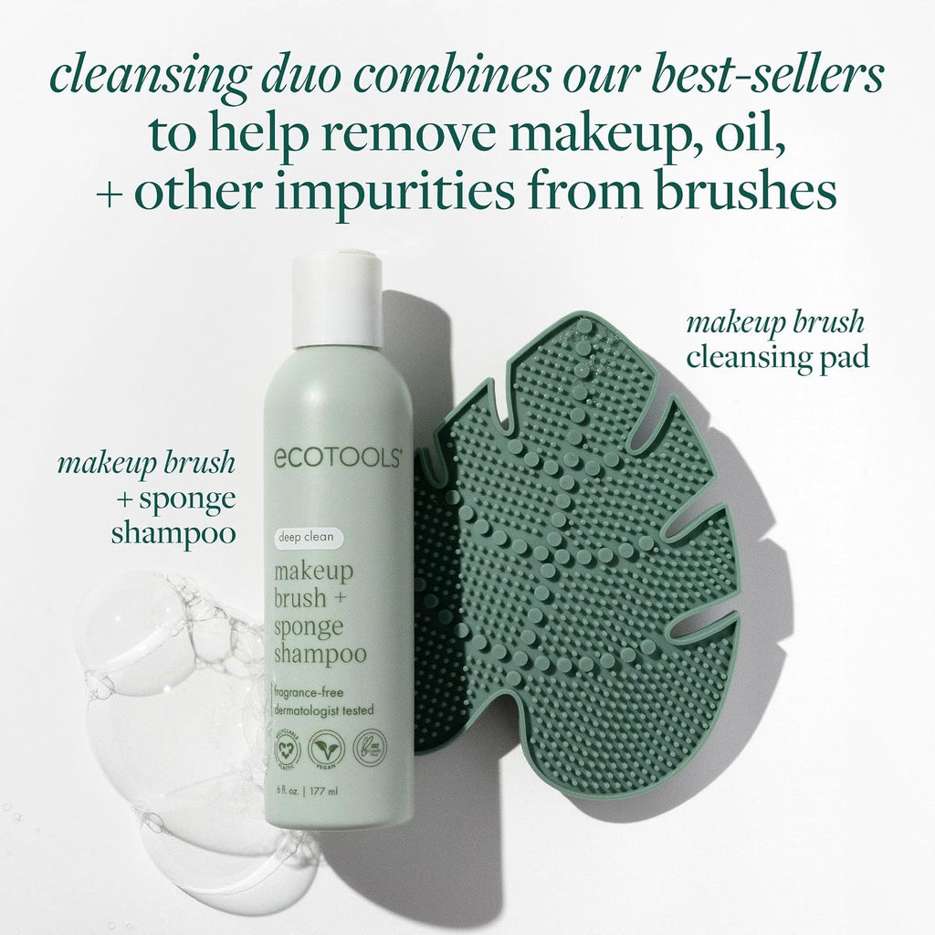 Makeup Brush Cleansing Pad + Deep Clean Shampoo Bundle, Brush Cleaner Mat & Makeup Brush Cleanser For Deep Cleaning