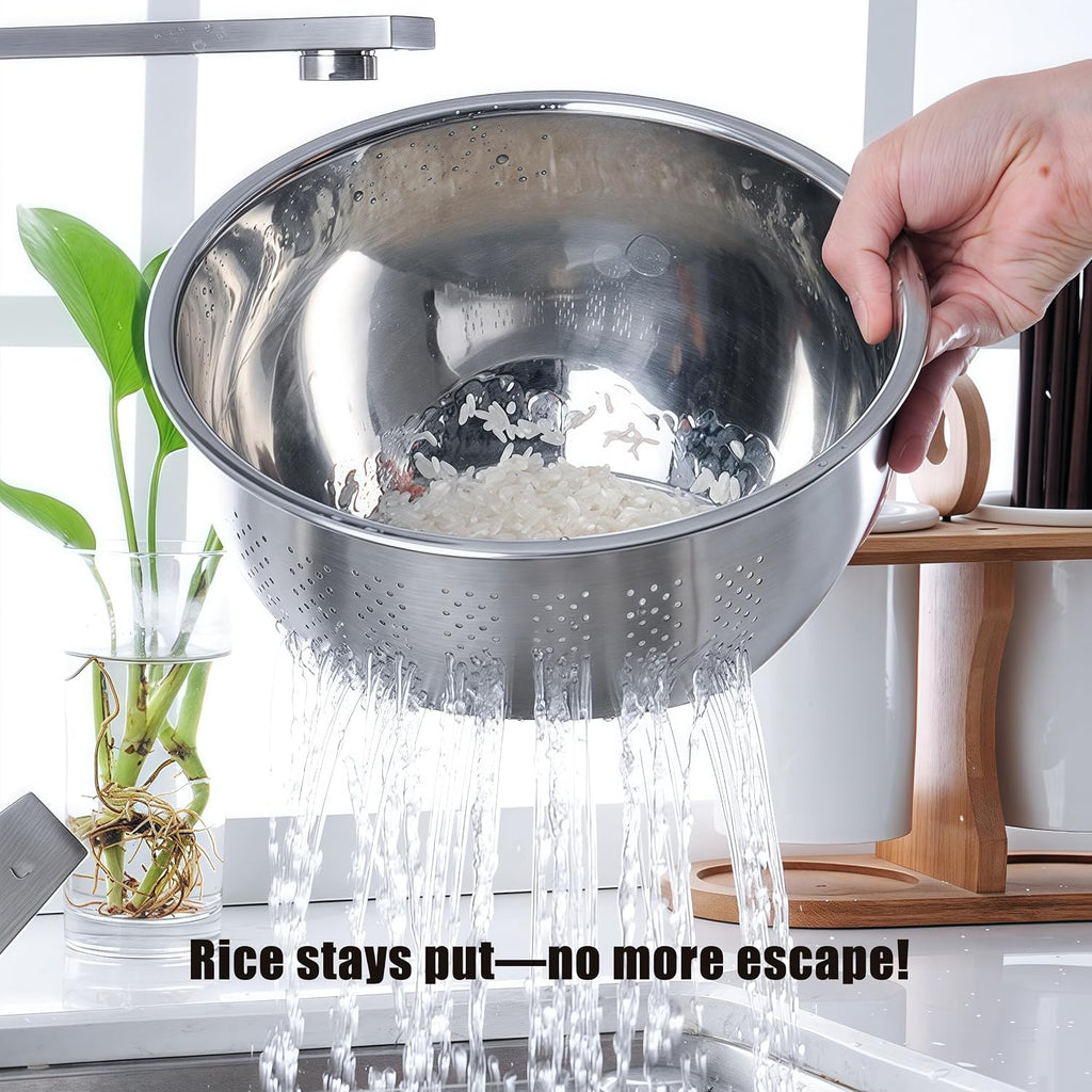 Rice Washer Strainer Bowl, Stainless Steel Quinoa Washing Bowl