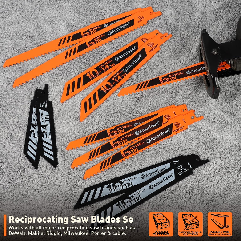 Amartisan 12-Piece Reciprocating Saw Blade Set