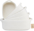 5-Piece Rectangle Storage Basket Set- Natural Cotton Rope Woven for Organizing! Small Basket for Montessori, Baby