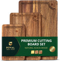 Wooden Cutting Boards for Kitchen Meal Prep & Serving - Bamboo Wood Serving Board Set with Deep Juice Groove Side