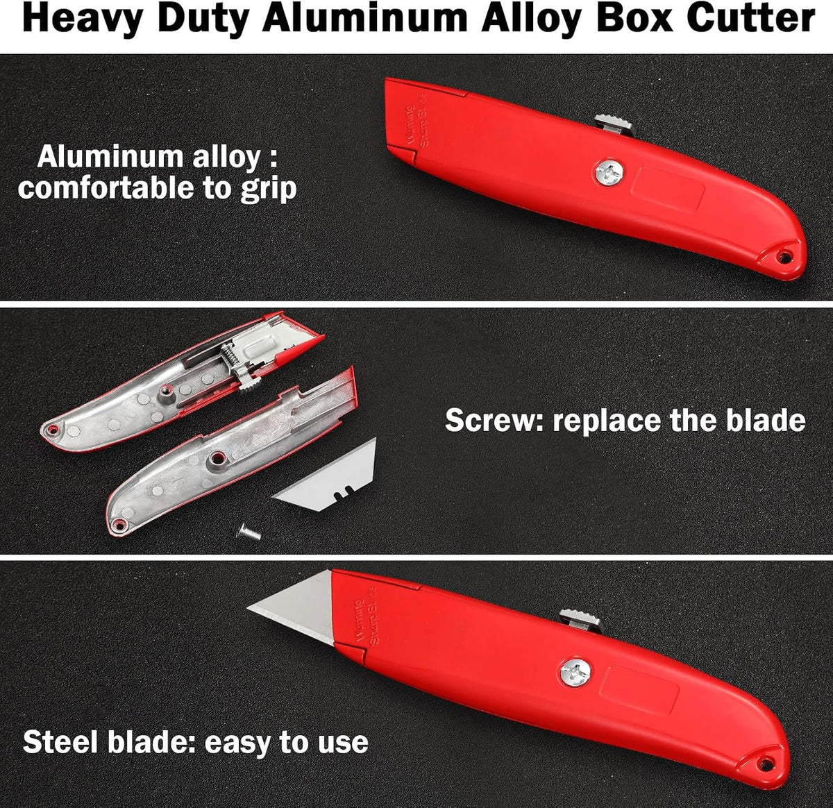 20 Pcs Box Cutter Bulk Retractable Utility Knife, Red