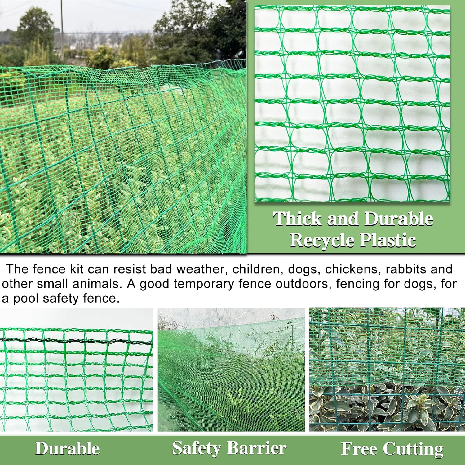 4x30 FT Garden Fence,0.4" Mesh Plastic Fencing Deer Netting Roll
