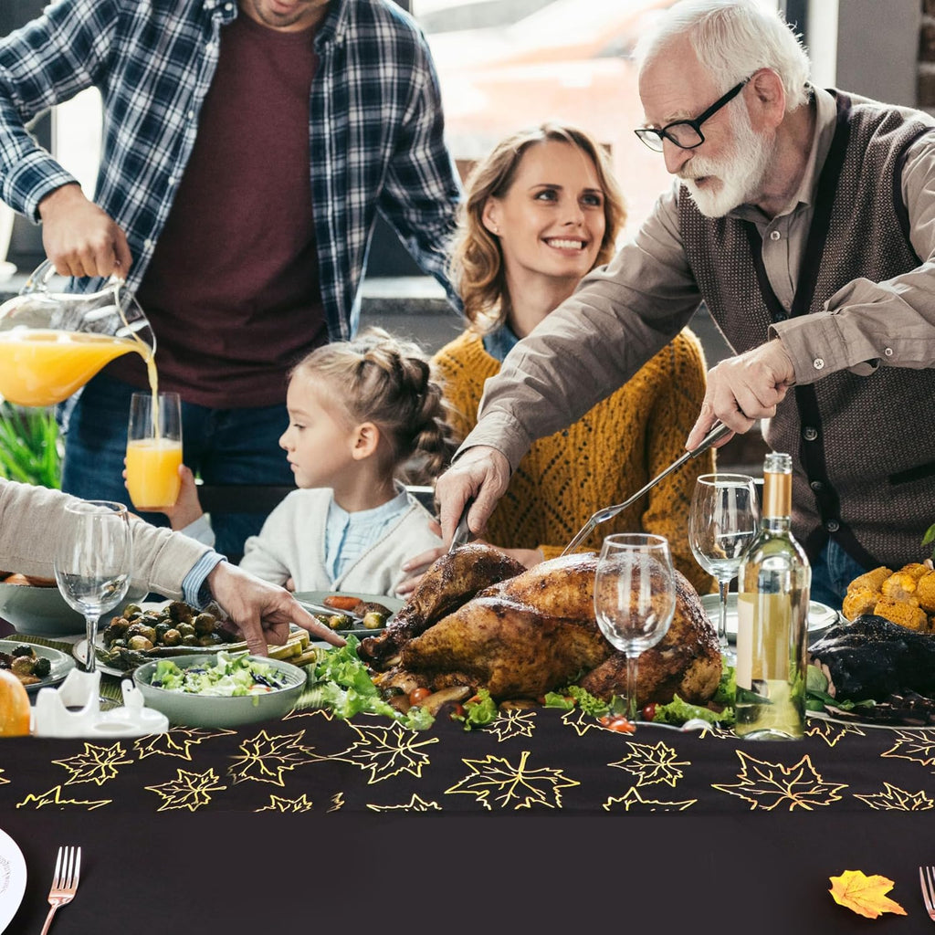 Fall Table Runners, Gold Maple Leaves Thanksgiving Table Decorations for Autumn Harvest Sequin Glitter Lightweight