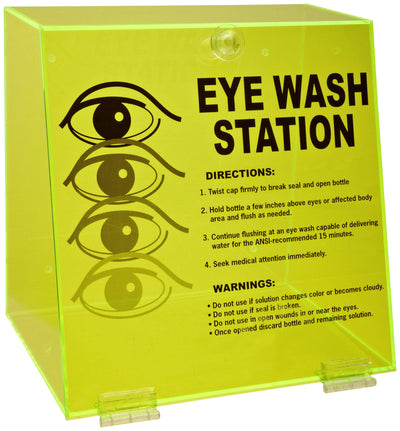 PD997E 10" Height, 10-1/4" Width, 7" Depth, Acrylic, Black On Fluorescent Green Color Double Bottle Eye Wash Station