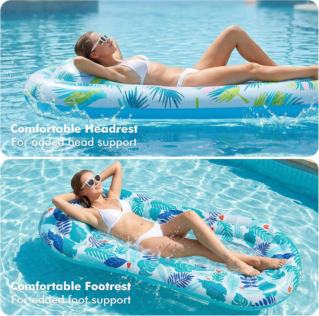 Pool Floats Lounger, 3 Pack Inflatable Pool Float Adult Size Water Hammock, Pool Floats Rafts Floaties for Swimming