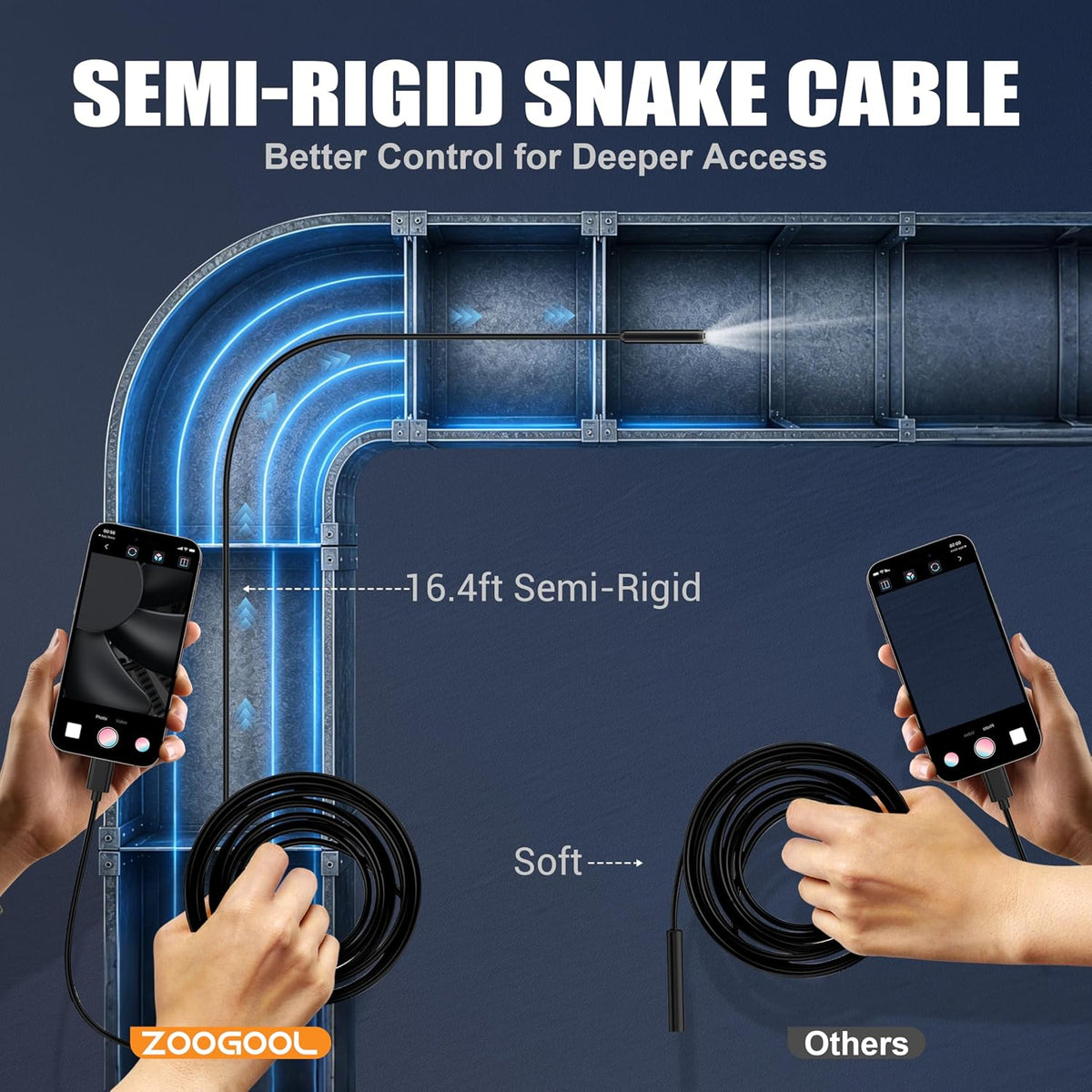 Endoscope Camera with Light, 1920P HD Borescope Inspection Camera