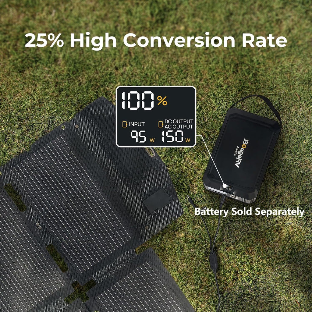 100 Watt Solar Panel, Foldable Portable Charger, Camping, Outdoor | 100W Solar Panel, Fiberglass, 4.41 lb, USB-C &
