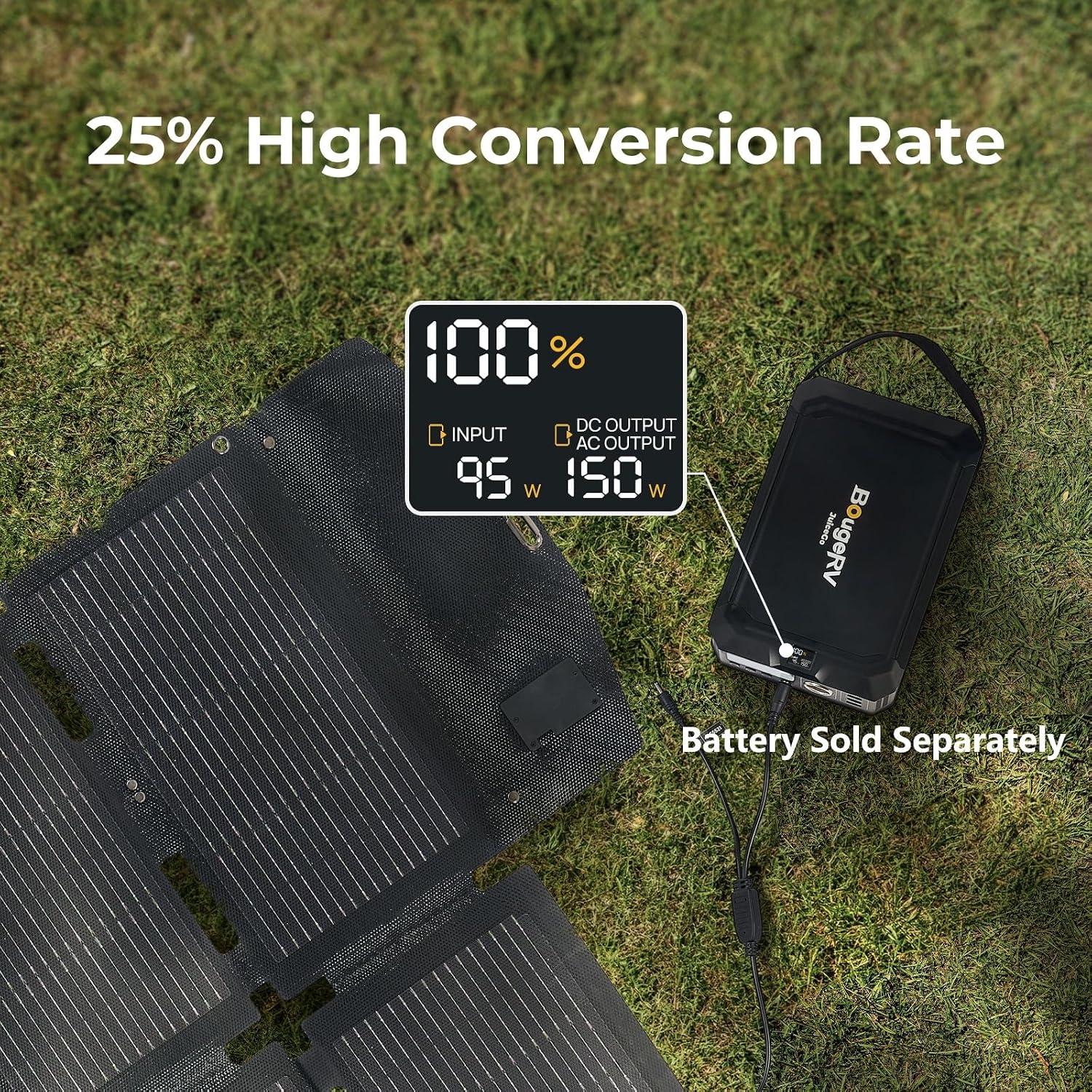 100 Watt Solar Panel, Foldable Portable Charger, Camping, Outdoor | 100W Solar Panel, Fiberglass, 4.41 lb, USB-C &