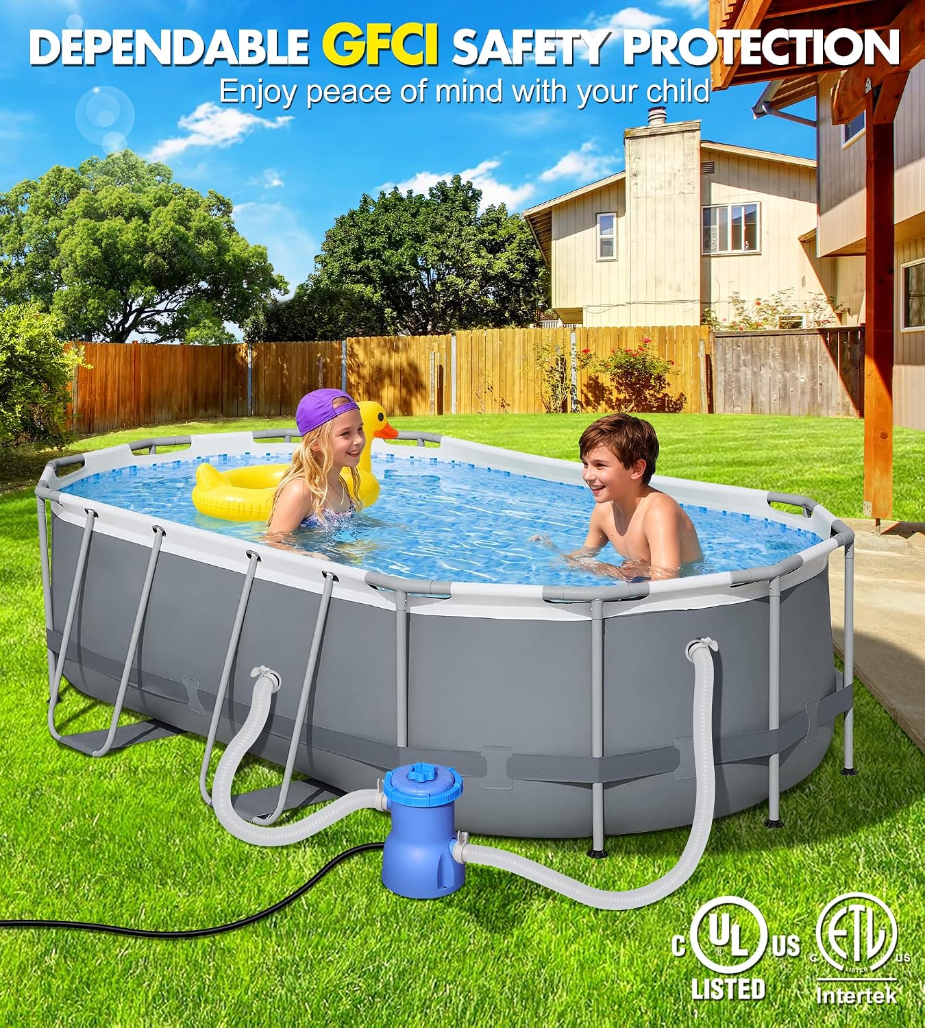 300GPH Pool Filter Pump for Small Above Ground Pools, Promoted Water Circulation & Filtration, Fits Type-I Filter