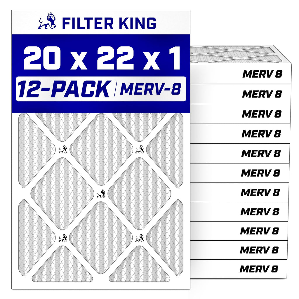20x22x1 Air Filter MERV 8, AC Furnace Filters (12-Pack)