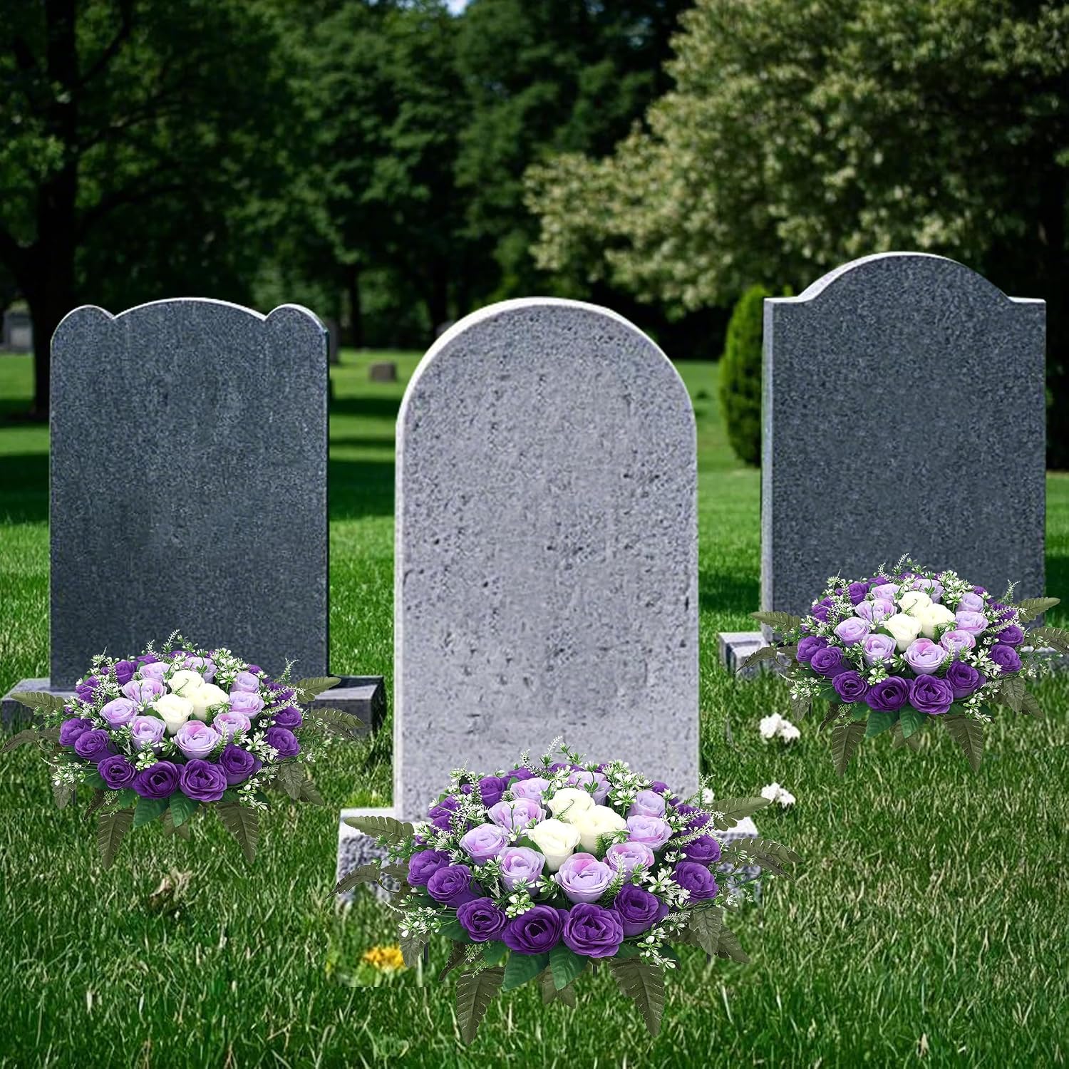 Artificial Cemetery Flowers,Silk Memorial Cake for Cemetery,Artificial Flower Centrepieces for Tables,Artificial Rose