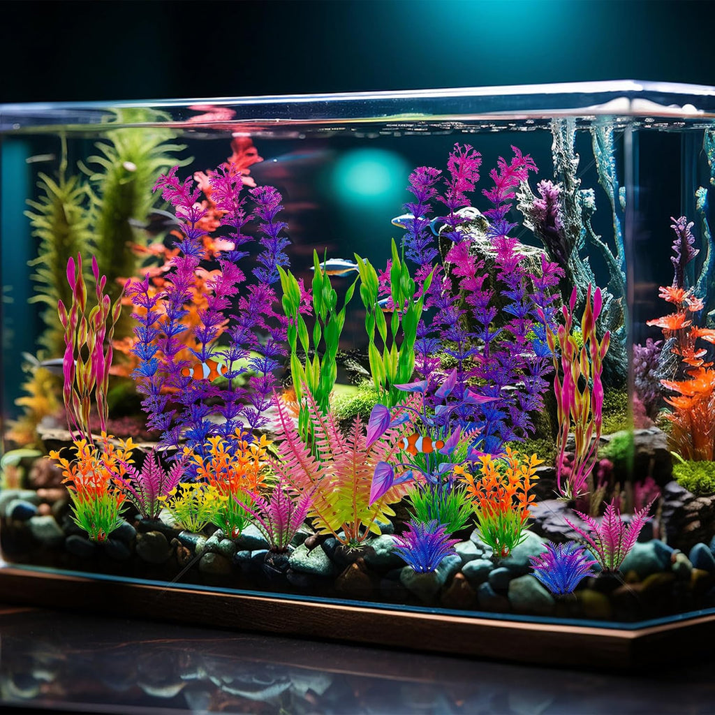 Artificial Aquarium Plastic Plants Fish Tank Decorations, 25PCS