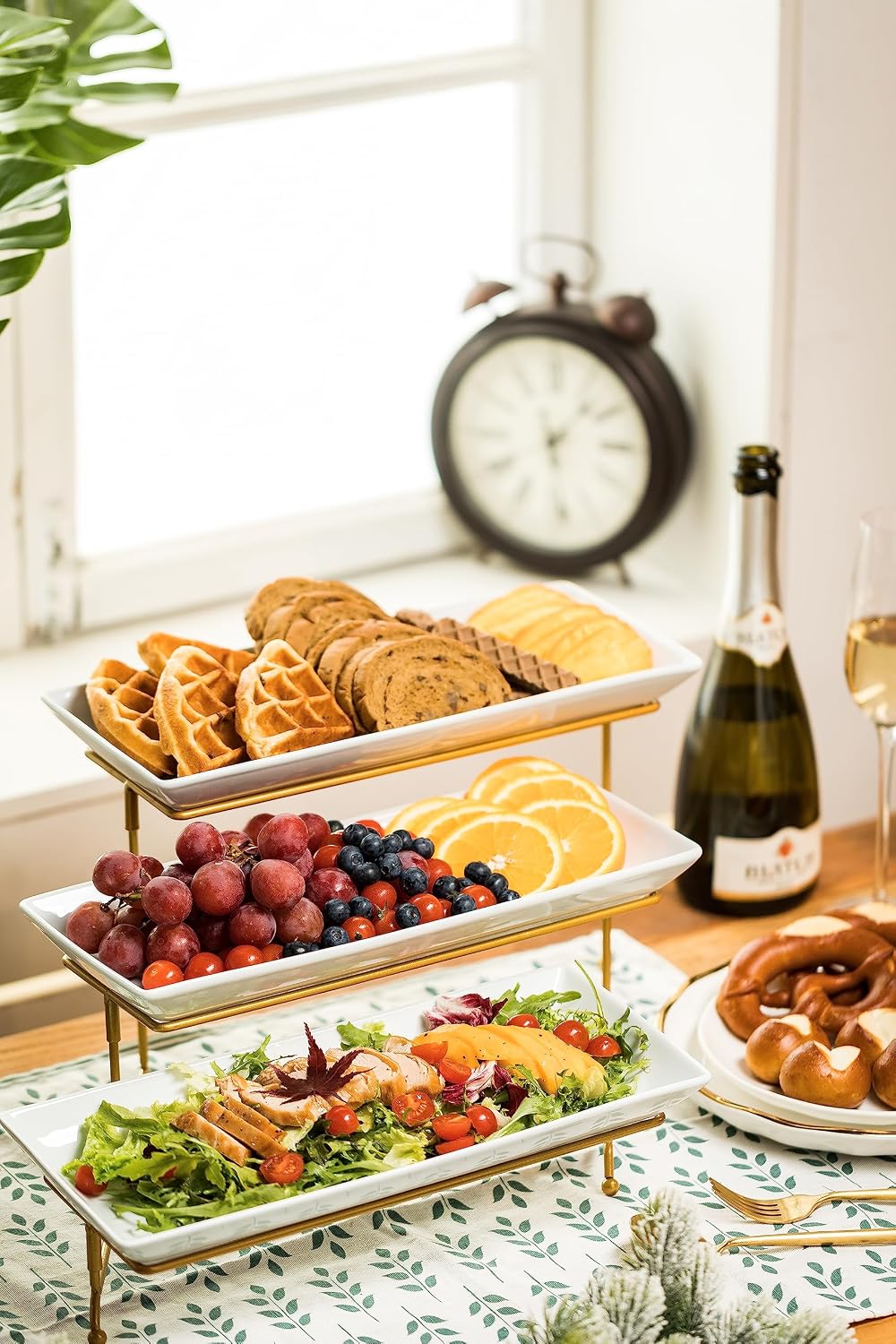Large 3 Tier Serving Stand Porcelain Tiered Serving Trays for Party