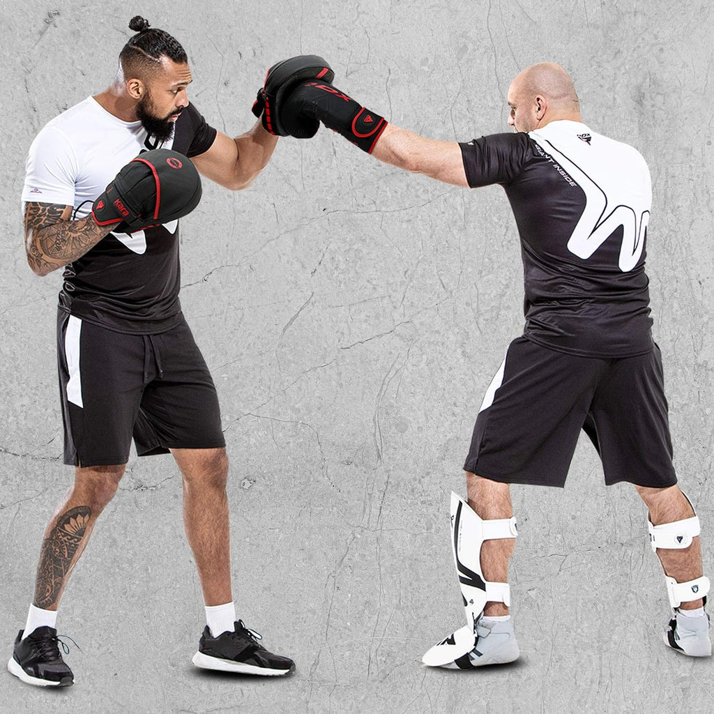 Boxing Pads Curved Focus Mitts, Maya Hide Leather Kara Hook and jab Training Pads, Adjustable Strap Ventilated, MMA