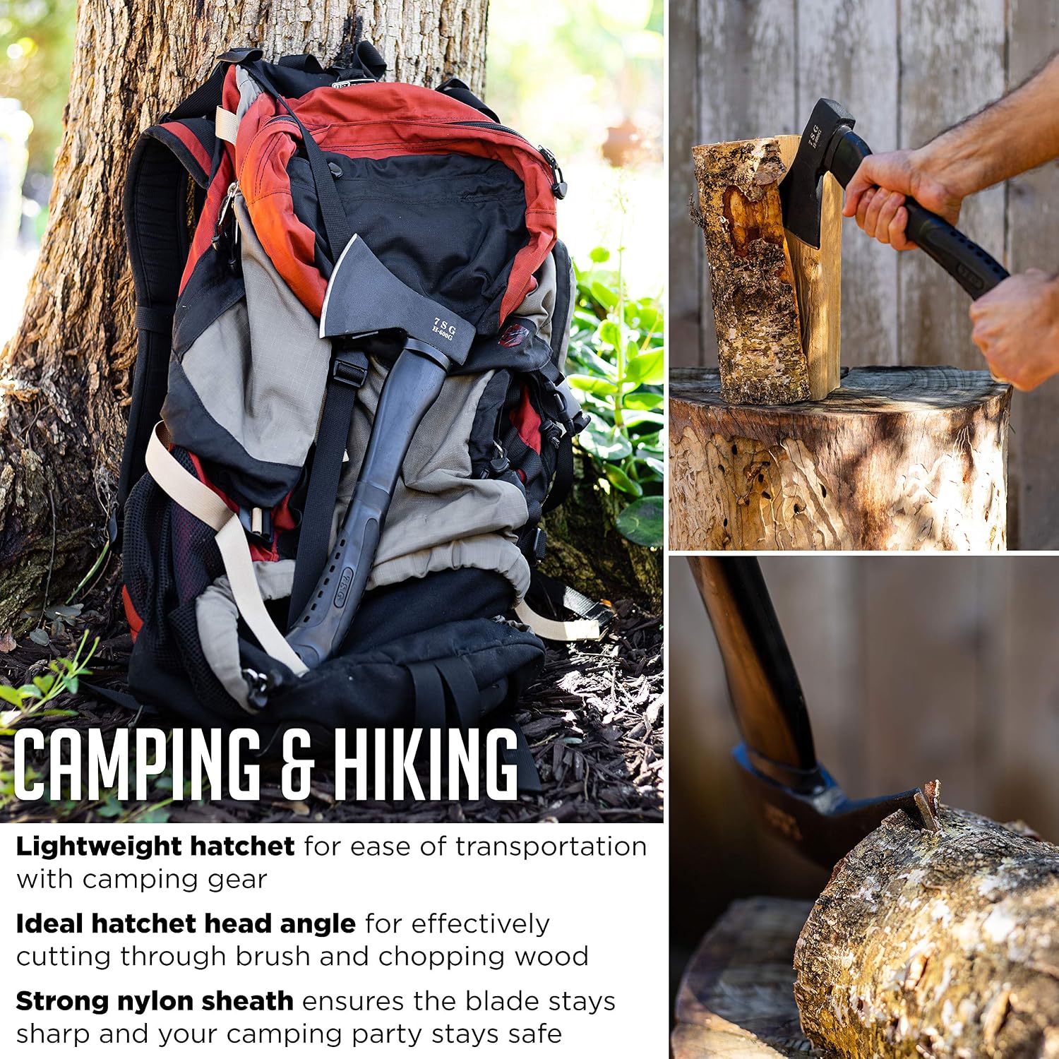 Camping Axe - Camping Hatchet with Sheath -Survival Throwing Axe - Survival Hatchets for Camping and Chopping Wood