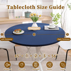 Round Elastic Fitted Tablecloth for 45"-56" Tables, Navy