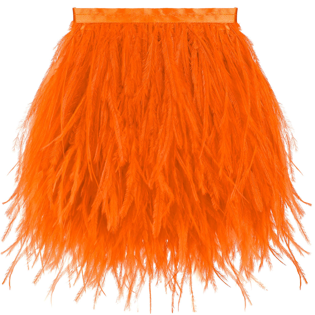 1.5Ply 4-5inch Orange Ostrich Feather Trim for Sewing,2Yards