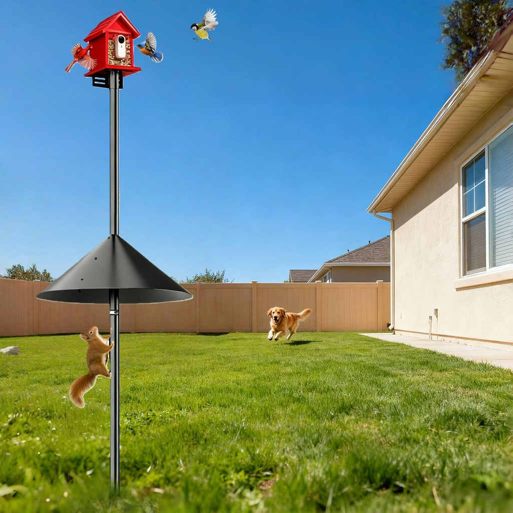 79" Smart Bird Feeder Pole Stand with 19" Proof Squirrel Baffle - Dia 1 Inch Bird House Pole for Camera Birdfeeder