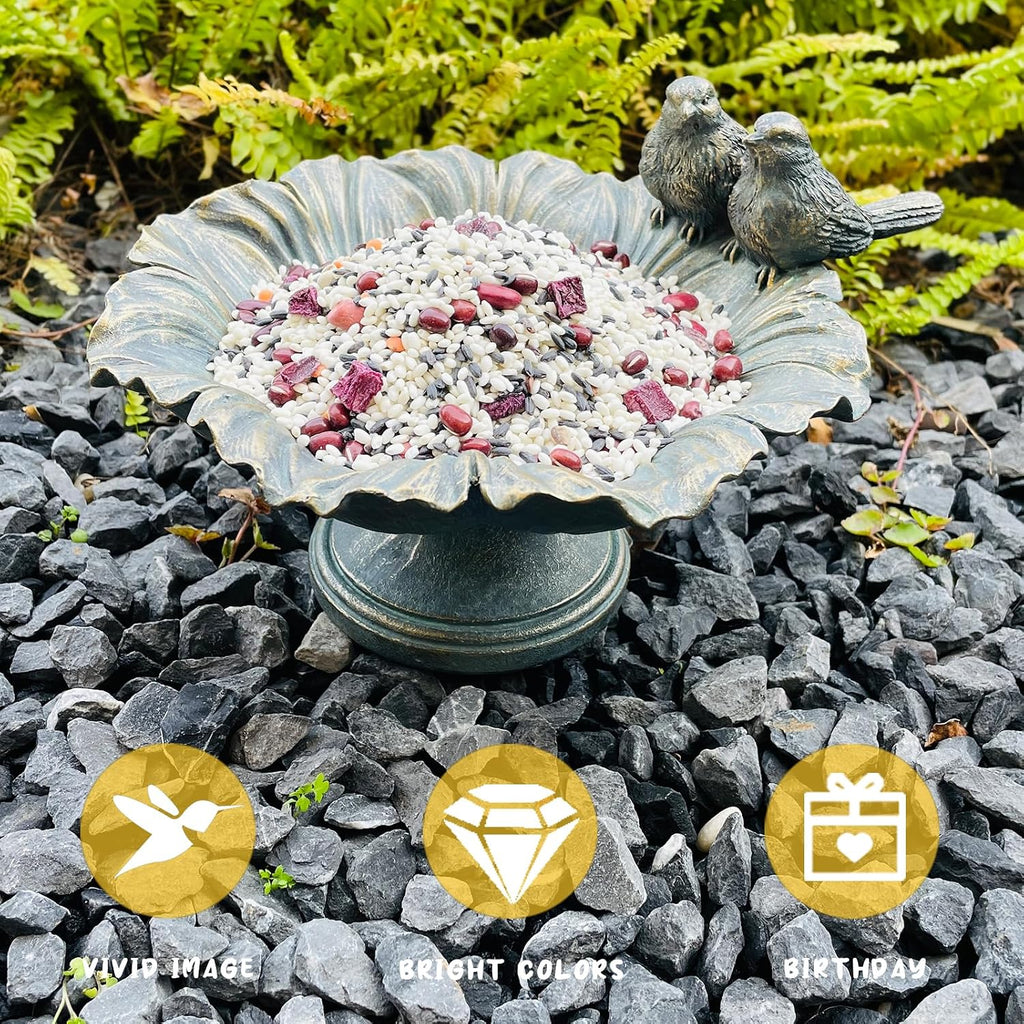 Bird Baths for Outdoors, Resin Pedestal Bird Bath Bowl with Bird Accents, Garden Decoration Bird Feeder for Patio